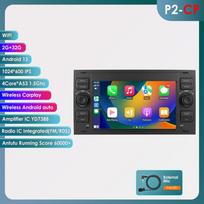 Automobilių radijas Hizpo 2din 7'' Android AutoRadio GPS, skirtas Ford Mondeo S-max Focus C-MAX Galaxy Fiesta Transit Fusion Connect Kuga Multimedia Navi Carplay Auto HC2-CP 4Core 2G 32G B juoda