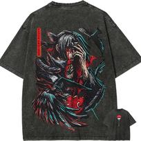 Naruto Itachi Uchiha Marškinėliai Akatsuki Varnos Kraujas Vintažiniai Rūgštiniu Plovimu Gatvės Stiliaus Per dydį Retro Anime Grafiniai Medvilniniai Vyriški Marškinėliai S black