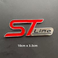3D Metal Logo ST Line Badge Car Trunk Front Grill Emblem For Ford Focus MK4 PUMA Mondeo Kuga Fiesta ST Line Sticker Accessories 100x35mm red