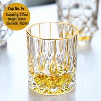 Hand-Painted Crystal Whiskey & Juice Glass with Gold Trim Gold Line Cup beige
