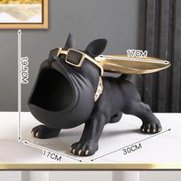 Derva šauni šuns skulptūra Bull-dogo dekoratyvinė figūrėlė laikymo padėklas Monetų bankas Įėjimas Raktas Užkandžių laikiklis Modernaus meno statulos namai juoda