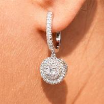Hot-selling fully studded zircon women's earrings, elegant European and American INS trendy earrings, light luxury jewelry brown