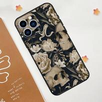 Gotikinis gėlių kaukolės dėklas Apple iPhone 12 13 Mini 11 14 15 16 Pro Max Plus X XR XS Max Coque iPhone 16 black