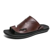 Fashion Men's Sandals 2024 Summer New Hot Selling Waterproof Non-slip Leather Sandals Soft Sole Slippers For Men Breathable Casual Shoes 44 ruda