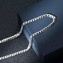 Hot Selling 925 Sterling Silver Jewelry American 2MM 3MM 4MM Cuban Link Chain Sweater Necklace for Men Women Hip Hop Style Bulk 45cm&2mm gray