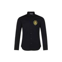 VERSACE JEANS COUTURE SS22 Mens Cotton Embroidered Long-Sleeve Shirt Black 72GAL2S6-CN001-899 54 black