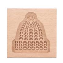 Drožta medinė sausainių formelė Kepimo formelė Virtuvės imbierinių sausainių presas Štampas Reljefinė forma Kalėdos Hat 15x8.5x30.5cm beige