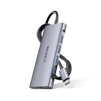 LENTION 1m USB C Hub with Type 4 USB 5Gbps 4K PD and 100W Compatible with MacBook iPad iPad Surface Pro and iPhone 17 Ultra-Long 6-in-1 C, 3.0 Ports, gray