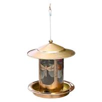 Heavy Duty Metal Hanging Wild Bird Feeder Squirrels Proof Outdoor Bird Feeder With Large Roof Large Tray For Garden Backyard beige