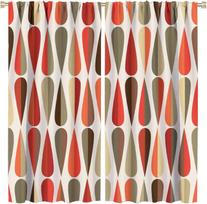 Mid Century Cat Curta, Pink Atomic Abstract Geometric 1950S 1960S Retro Style Rod Sleeves Window Drapes For Bedroom Living 53x116CM-2PC brown