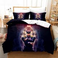 3D Print Anime JoJo Bizarre Adventure Jotaro Kujo Bedding Set Boys Girls Twin Queen Size Duvet Cover Pillowcase Bed Kids Adult (135x200cm) black