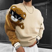 Hot Selling Autumn Loose Teddy Bear Oversized Men's Sports and Casual Sweatshirt Tops 3XL white