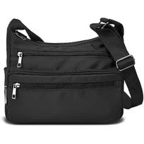 VOLGANIK ROCK RFID Purses for Women Fabric Nylon Multi Pocket Crossbody Bag Ladies Travel Handbag black