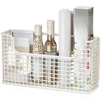 Punch Free Kitchen Cabinet Door Storage Iron Rack Wall Mounted Plastic Wrap Rack A1 gray