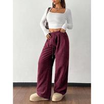 Best-selling European and American 1116 autumn new corduroy wide-leg pants for women, loose slimming drape casual pants XXL white