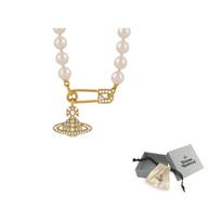 Vivienne Westwood Lobster Clasp Closure Swarovski Crystal Glass Pearl Necklace Women necklace White 8050568259886 Basic Packaging-Dust Bag+Box white