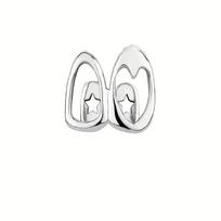 Hollow Heart Star Teeth Grillz Double Cap Dental Grills Hip Hop Tooth Caps Glossy Metal Teeth Decor For Party Cosplay Wear A2 white