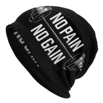 Custom No Pain No Gain Skullies Beanies Caps Unisex Winter Warm Knitted Hat Hip Hop Bodybuilding Fitness Gym Bonnet Hats Cap Beanies Cap gray