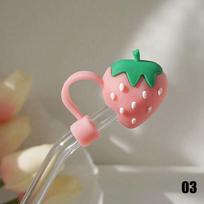 Cartoon Silicone Glass Anti-Dust Straw Plug Bottle Accessories Straws Decorative Cap Anti-Dust Cap 03 brown