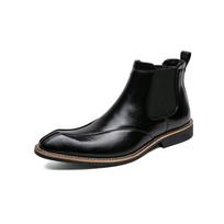 Fashion Winter Hot Selling Men's Chelsea Boots Warm and Velvet Interview Business Short Boots Men's Leather Casual Shoes Versatile Brown 45 juoda