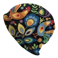 Polish Folk Flowers Skullies Beanies Caps Unisex Women Unisex Trend Winter Warm Knitting Hat Adult Poland Floral Art Bonnet Hats Beanies Hat beige