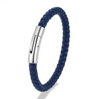 6 mm raudonas pintas odinis apyrankė vyrams ir moterims nerūdijančio plieno sagtelė papuošalai unisex poros dovana klasikinis paprastas dizainas 19cm blue