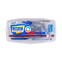 DOMS GeoFlip Geometry Box with Math Instruments, Flip Compartment, Mechanical Pencil & Extra Leads for School Drawing blue