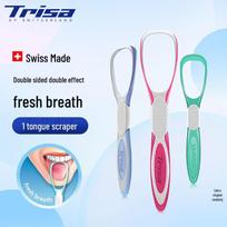 TRISA Šveicariškas dvigubo poveikio liežuvio valiklis - 1 vnt. 1 color randomly selected white