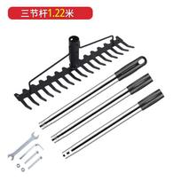 Multifunctional grass rake, garden cleaning rake, soil turning rake, 17-tooth rake, garden organizing tool Stainless Steel black