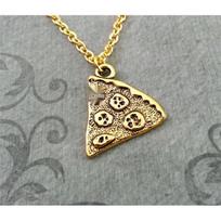 Gold Pizza Slice Charm Necklace - Hot Selling Pizza Pendant beige