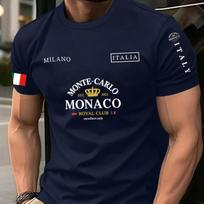2026 Summer Hot Sale Best-selling Monaco Letter Flag Print T-shirt Unisex Harajuku Hip Hop Y2K Gothic Cotton Oversized T-shirt XXXL black