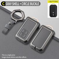 Changan Suzuki Alivio, Vitara, S-Cross, Kizashi, Ignis Metal Key Case with Leather Cover for Men & Women OPP Bag gray