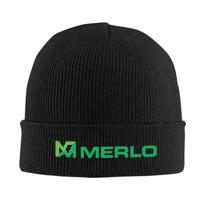 Merlo Logo Winter Skullies Beanies Hat Warm Autumn Knitted Hats Bonnet Caps for Women Men One Size black