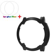 Korpuso PC dėklas Apsauga + Stiklo plėvelė Garmin Instinct 2/2S išmaniajam laikrodžiui Dangteliai Apsauginis buferis Sportinis ekrano apsaugas for Instinct 2S gray