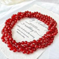 Vintage 8Mm180 Cm Natural Boutique Ice-Through Agate Chalcedony Sweater Chain Necklace Women red