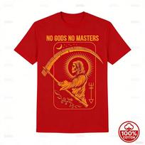Jokių Dievų Jokių Valdovų Satianiškas Blogis Bafometas Tarot Mirtis Šėtonas Grafiniai Marškinėliai Unisex Laisvi Vintage Humoro Drabužiai Roupas Masculinas XL orange