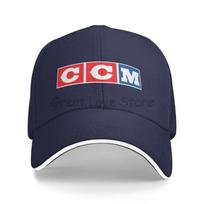 CCM Retro Ice Hockey Logo Print Sandwich Baseball Cap Dad Hat Golf Hat Outdoor Beach Travel Sun Protector Hats for Women Unisex Adjustable blue