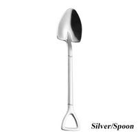 Home Kitchen Multi-color Shovel Shape Ice Cream Spoon Fork Stainless Steel Silver-Spoon