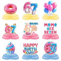 Ice Cream Theme 67 Meme Birthday Decorations Colorful Internet Humor Six Seven Party Decor Paper Decorative beige