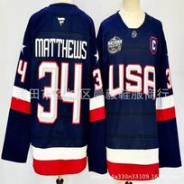Mens Ice Hockey Jersey USA Team Custom Number 19 7 34 Embroidered Cotton Blend Performance Sportswear XL white