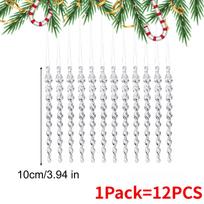 Transparent Twisted Acrylic Icicle Ornaments Simulation Crystal Ice Column Pendants Christmas Tree Hanging Decor Party Supplies 2Pack