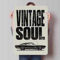Vintage Soul Car Tinplate Poster Customized Wall Art Vintage Metal Signs Retro Tin Plaque for Decoration At Home Decorations 7.9x11.8In(20x30cm) black