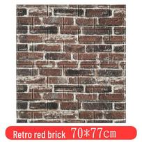 3D Retro Brick Pattern Self-Adhesive Foam Wall Stickers - Waterproof, Moisture-Proof, and Insulating for Hotels and Restaurants 70*77*5MM raudona