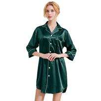 Large size summer ultra-thin shirt pajamas homewear ice silk women's nightgown can be worn outside thin m (two sizes larger than domestic) black