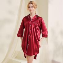 Large size summer ultra-thin shirt pajamas homewear ice silk women's nightgown can be worn outside thin Xxl (two sizes larger than domestic) violetinė