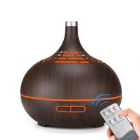 400ml Wood Grain Ultrasonic Aroma Diffuser with Remote Control - Essential Oil Humidifier for Home and Room Air Conditioning EU Standard black