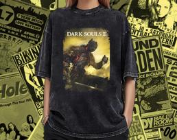 Vintage Washed Dark Souls 3 T-Shirt: Soul of Cinder DS003 XL brown