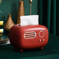 Durable Decorative 1pc Retro Radio Style Tissue Box Holder Vintage Green Red Pink Plastic Design for Living Room,Bedroom,Bathroom,Coffee Table Storage raudona
