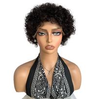 African Hot-Selling 13x1 Lace Front Real Hair Afro Curl Short Wigs black