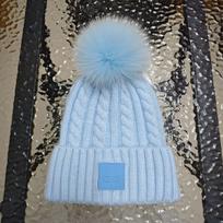 Hot-selling new European and American fashion fox hairball rabbit hair twist woven wool hat ski cap one size fits all gray